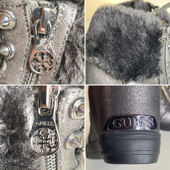 Guess Dustyn Faux Fur Hidden Wedge Sneaker Ankle Boots Size 6.5 - Picture 9 of 16